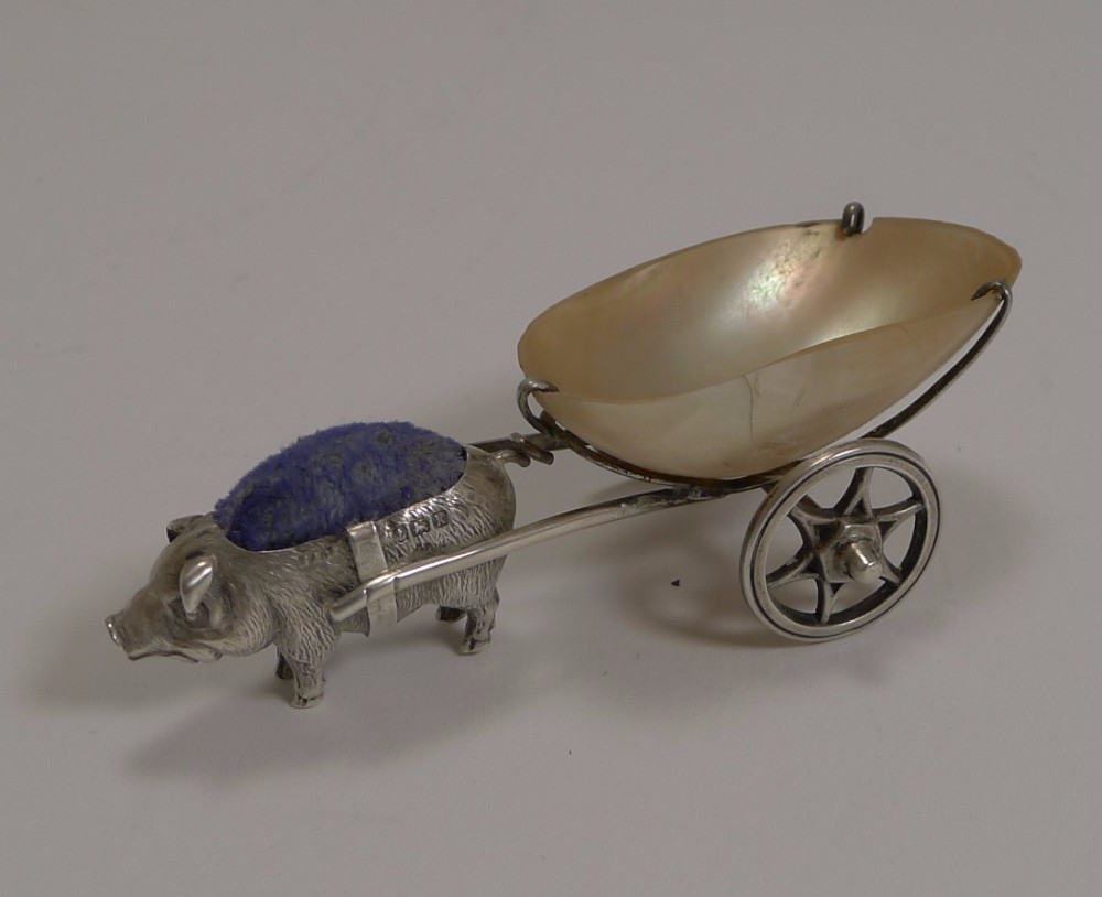 Antique Sterling Silver and Mother of Pearl Pin Cushion
