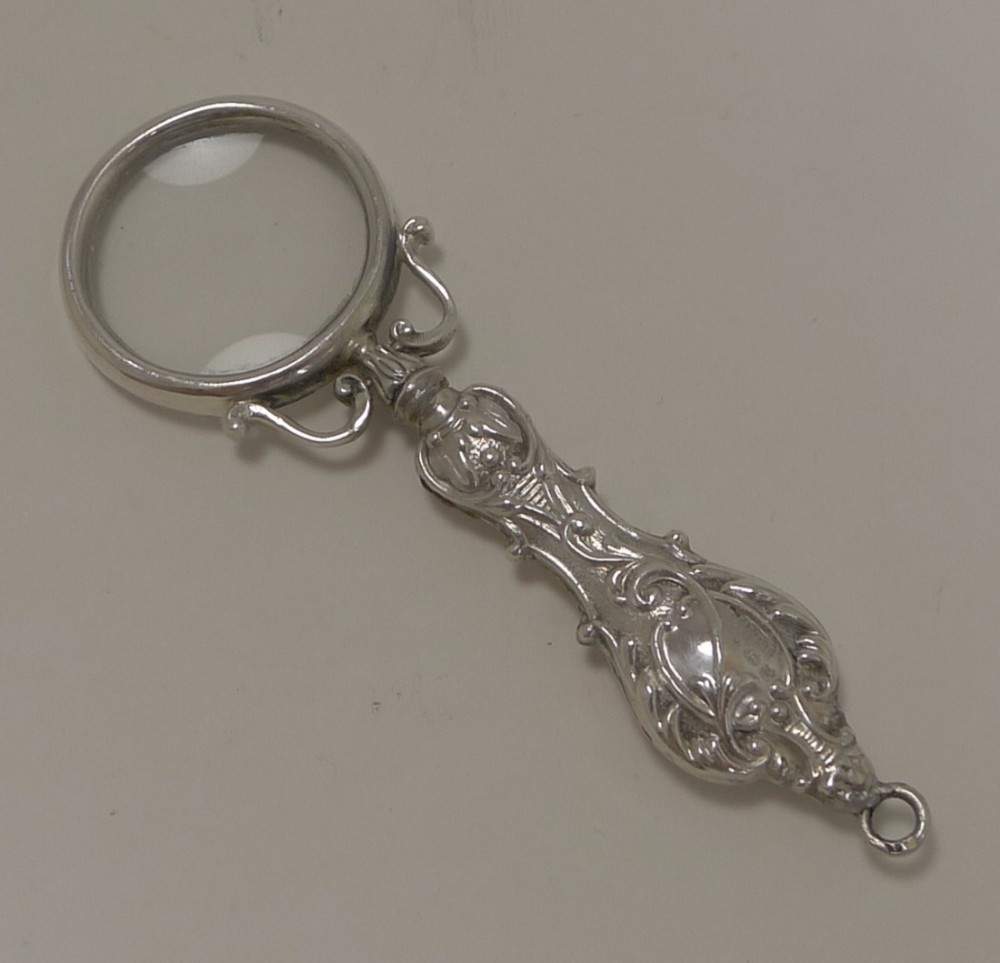 Small Antique Sterling Silver Magnifying Glass - 1906