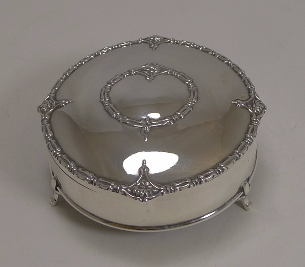 Stunning Antique English Sterling Silver Jewellery Box - 1910