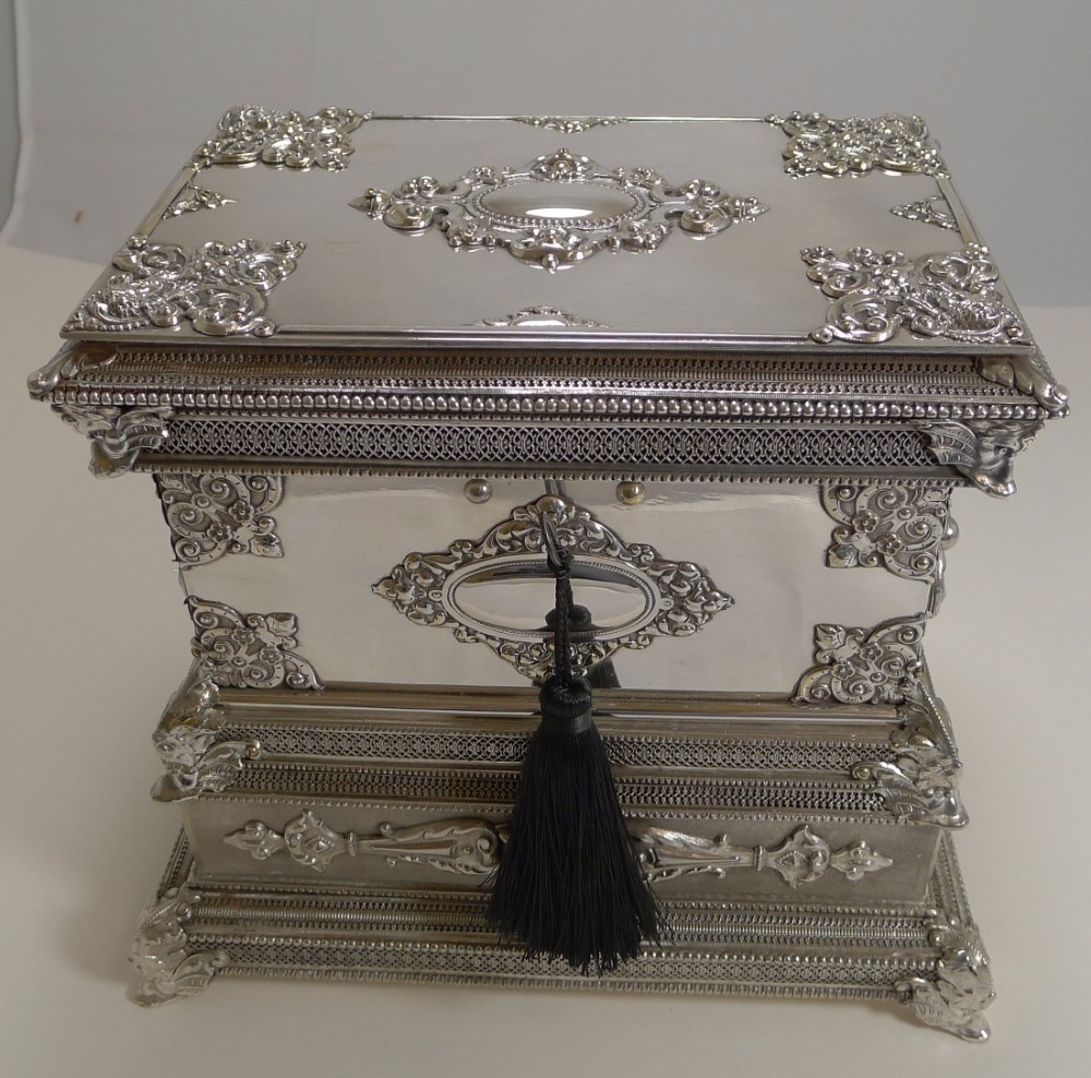 Rare & Magnificent Antique English Jewellery Safe c.1860