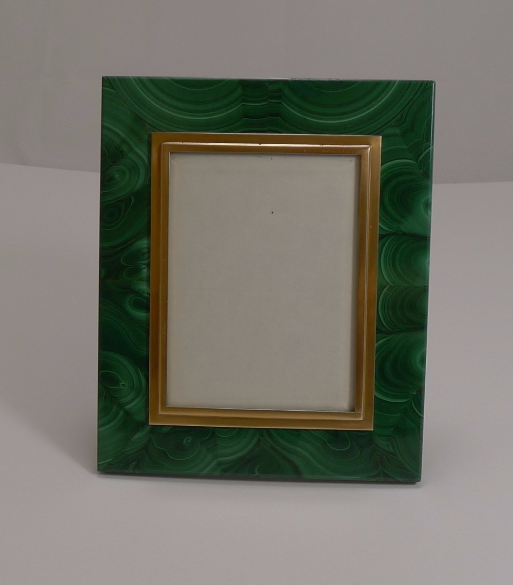 Malachite and 800 Silver Gilt Photograph Frame