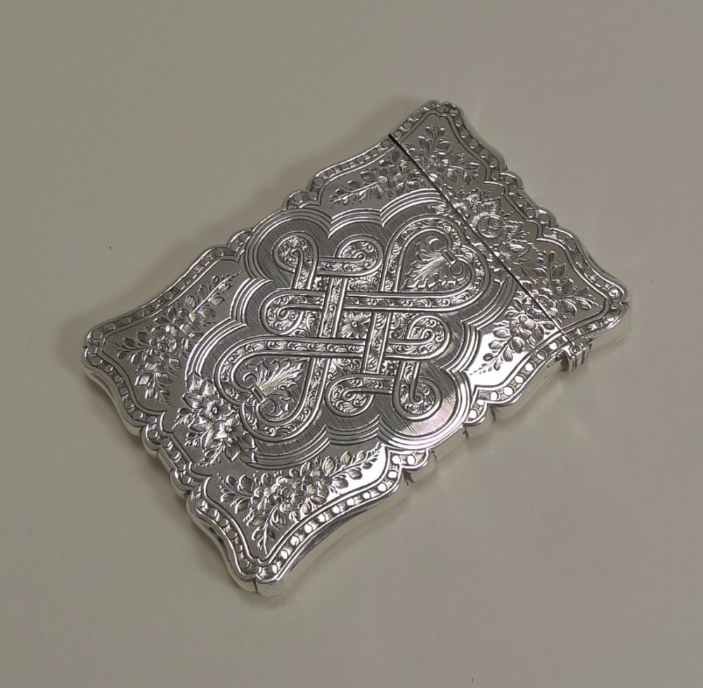 Stunning Antique English Sterling Silver Visiting Card Case - 1858