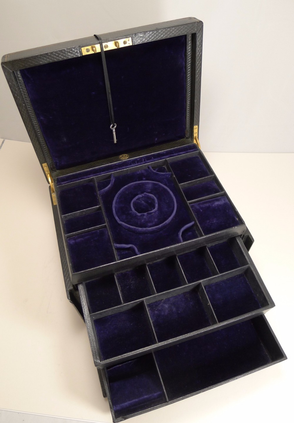 Large Antique English Jewellery Box by A & L Moses c.1860
