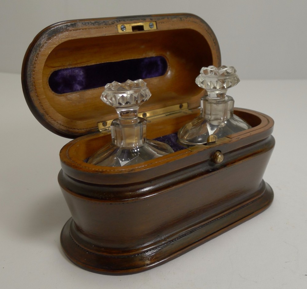 Stunning Antique French Perfume Bottle Box With Crystal Scent Bottles c.1880