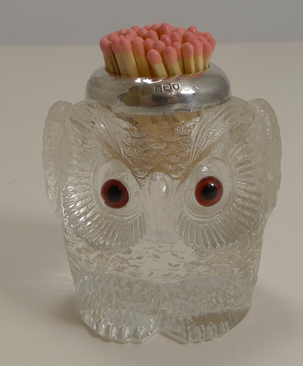 Rare Antique English Figural Match Strike - Owl - London 1909