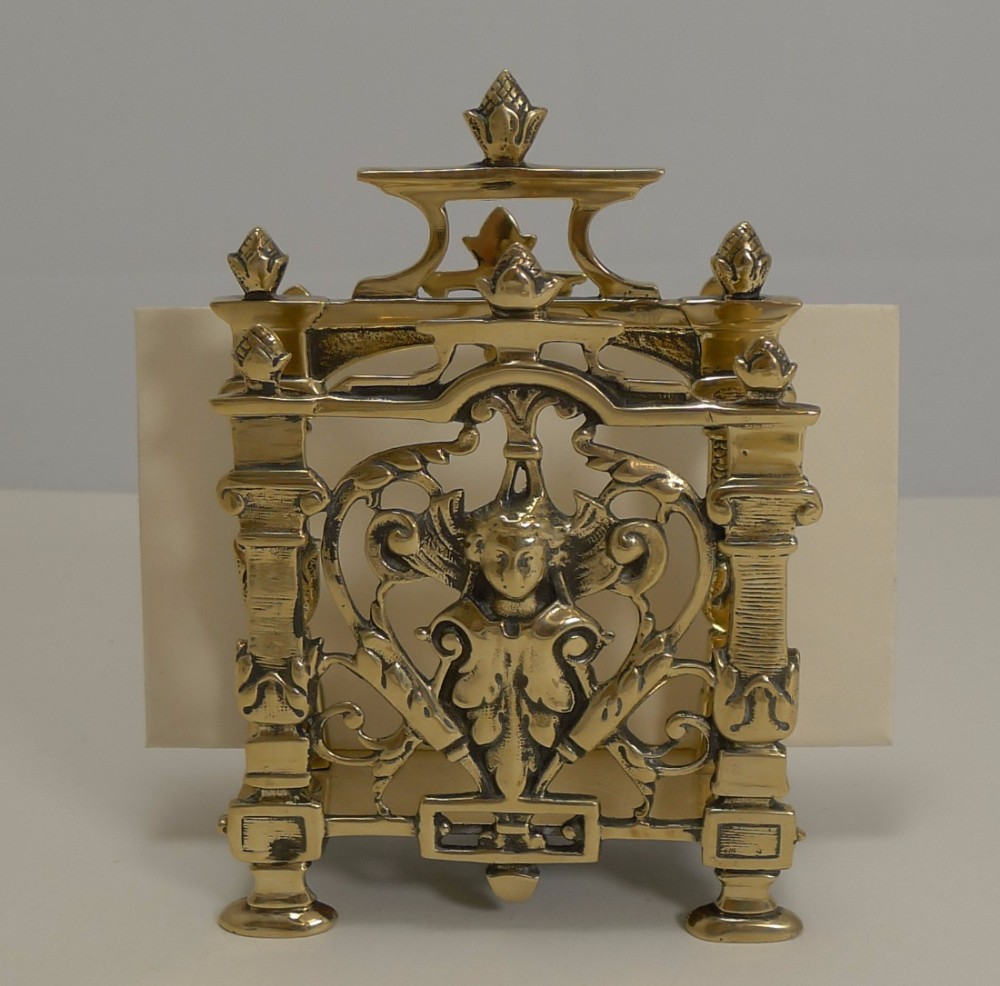 Petite Antique English Brass Letter Holder - Angel c.1880