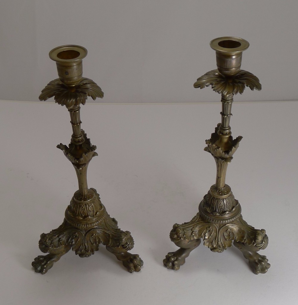 Superb Pair Antique French Bronze Candlesticks c.1880