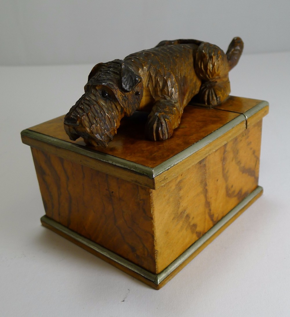 Antique Novelty Mechanical Box - Articulated Dog - Fox Terrier