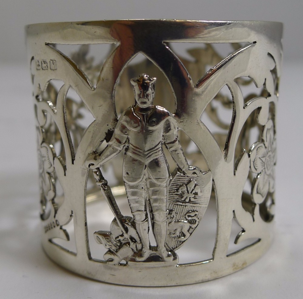 Unusual Vintage Sterling Silver Figural Napkin Ring - 1920