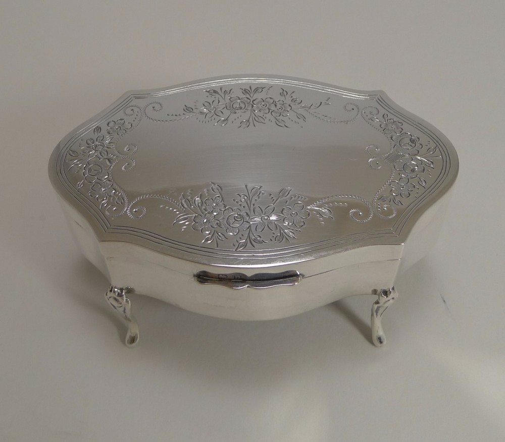 Pretty Antique English Sterling Silver Jewelry Box - 1912