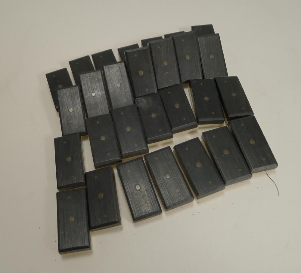 Antique English Boxed Set Bone & Ebony Wood Dominoes c.1890 View VI