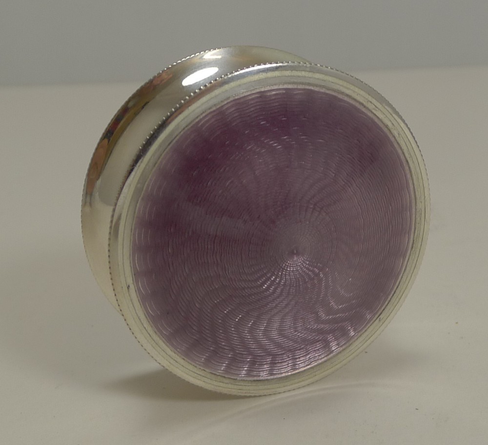 Exquisite Antique English Sterling Silver and Guilloche Enamel Box