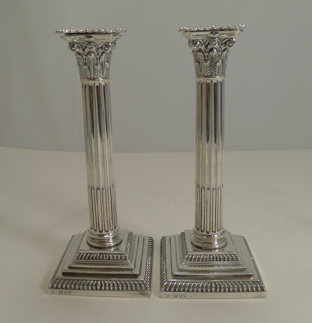 Pair English Victorian Sterling Silver Candlesticks - 1894