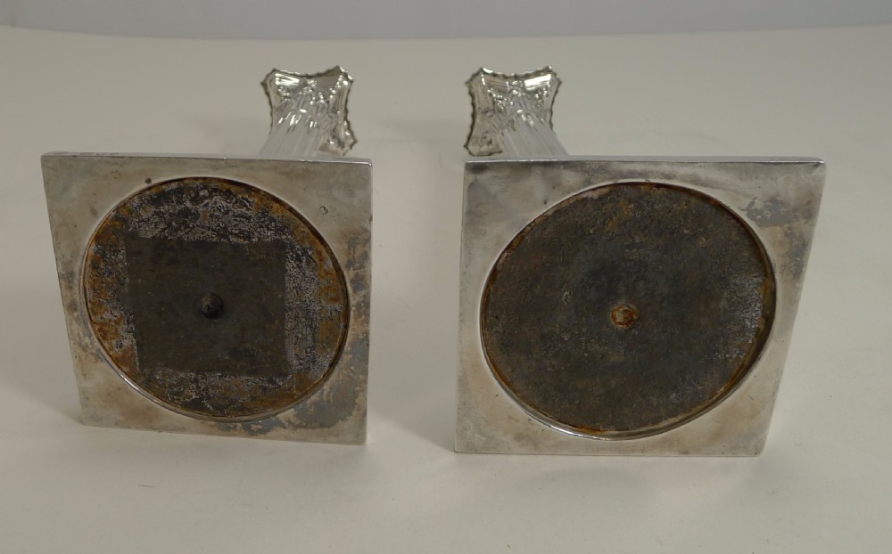 Pair English Victorian Sterling Silver Candlesticks - 1894 View IV