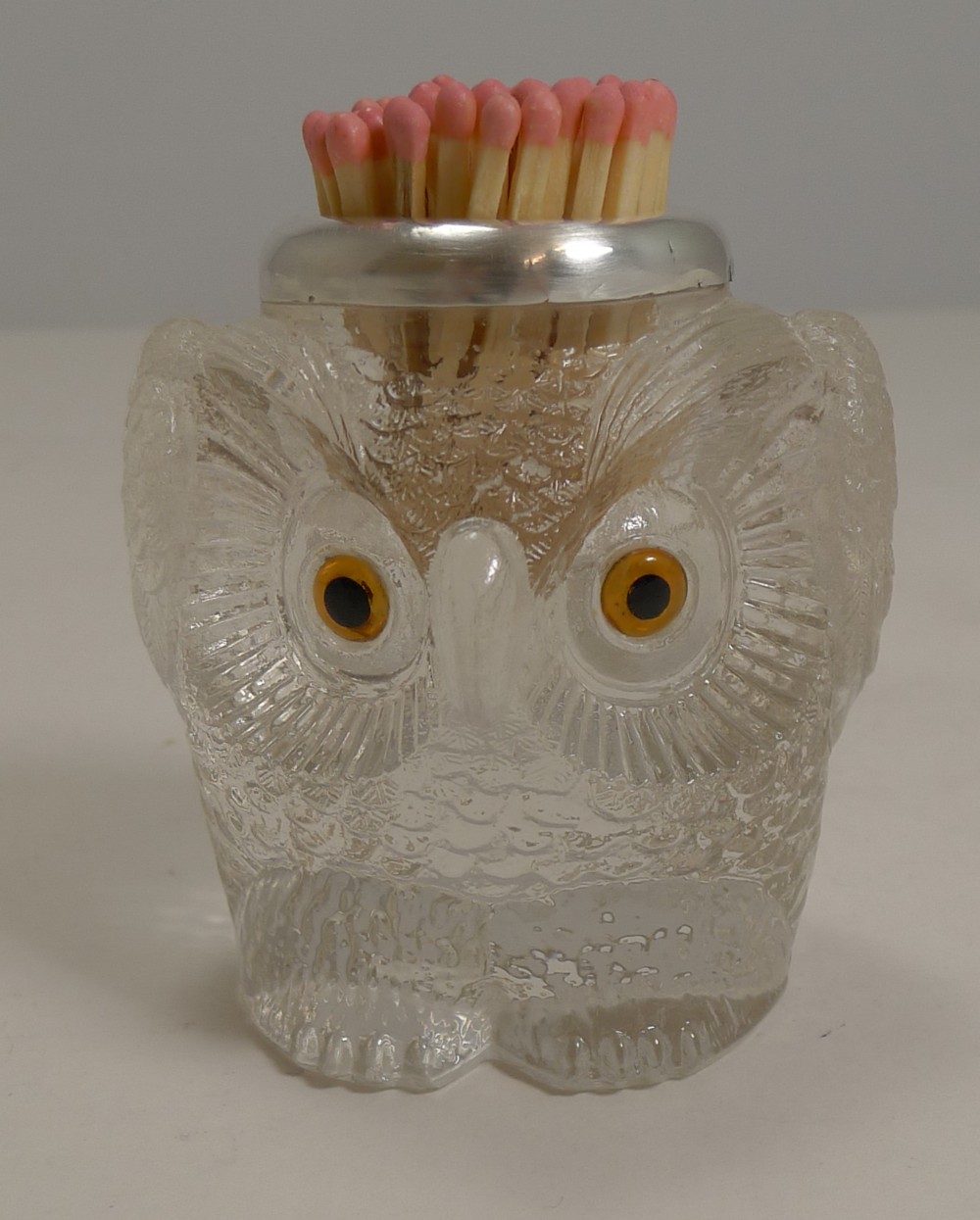 Rare Antique English Figural Match Strike - Owl - London 1908