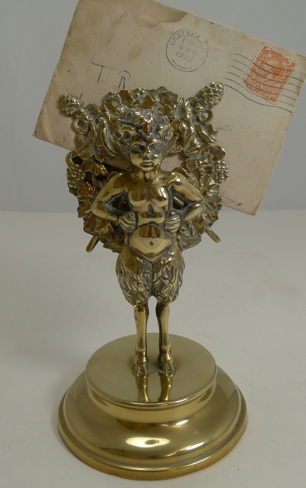 Antique English Brass Letter Holder c.1880 - Mythical Figure