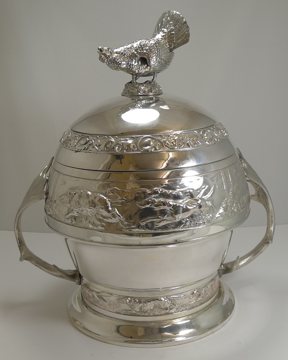 Grand Silver Plated Hunting Tureen by WMF c.1920 - Signed