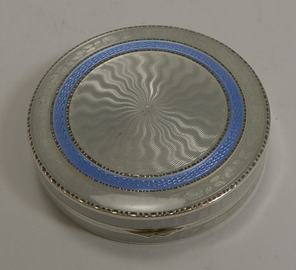 Exceptional Sterling Silver and Guilloche Enamel Pill Box - 1928