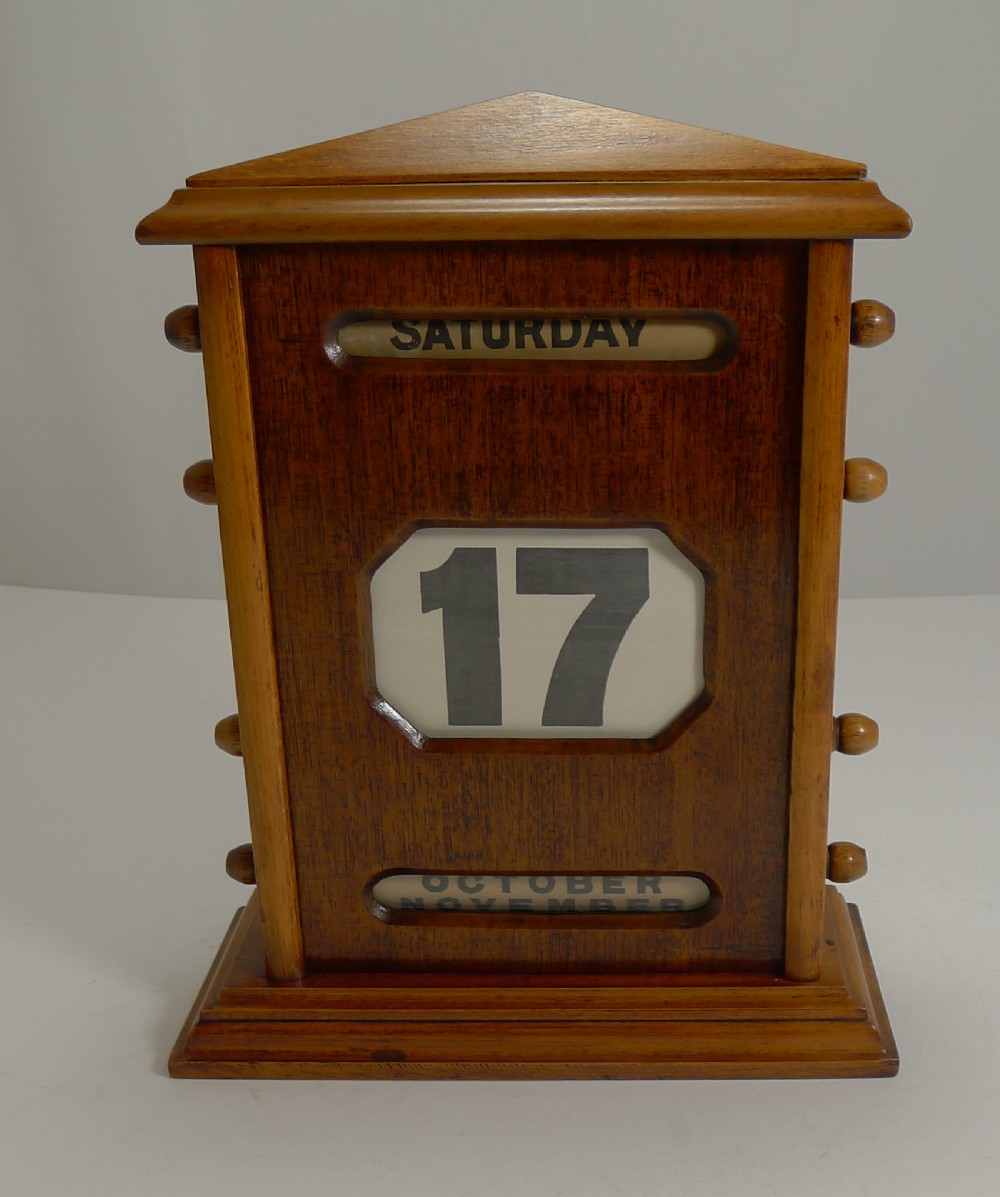 Antique English Mahogany Desk Top Perpetual Calendar c.1900