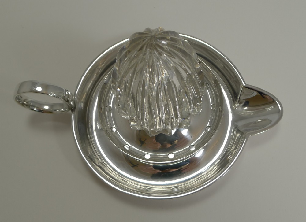 Rare Antique Silver Plate and Cut Crystal Lemon Squeezer c.1907 View IV