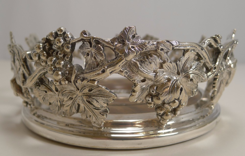 Finest Pair Antique English Silver Plate Wine Coasters by Elkington - 1845 View VI