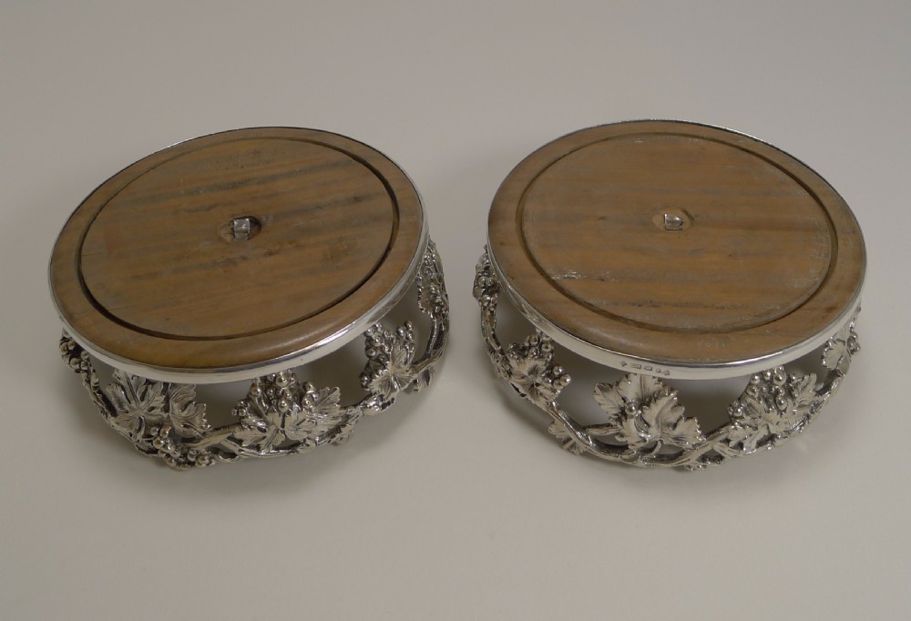 Finest Pair Antique English Silver Plate Wine Coasters by Elkington - 1845 View VII