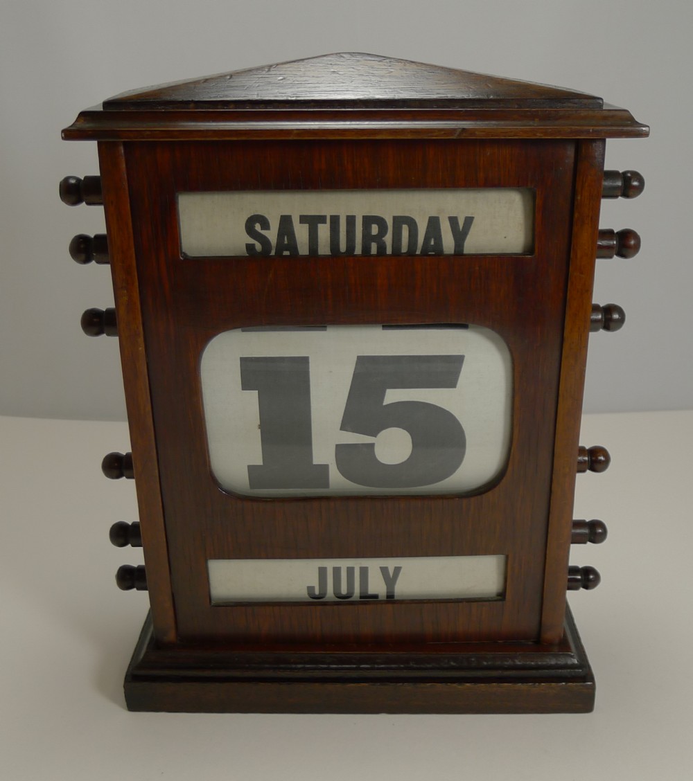 Oversized Antique English Mahogany Perpetual Calendar c.1900 - 12