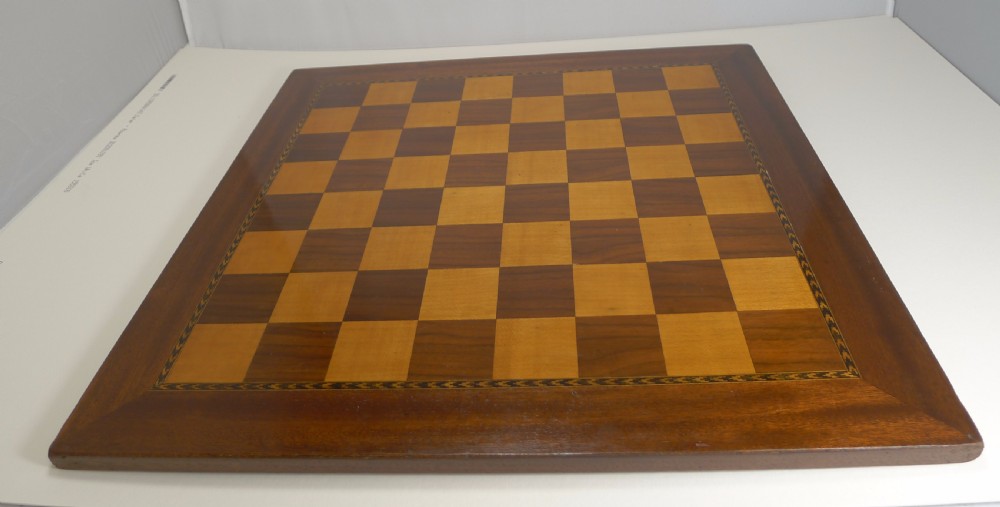Large Antique English Inlaid Chess Board c.1910 View II