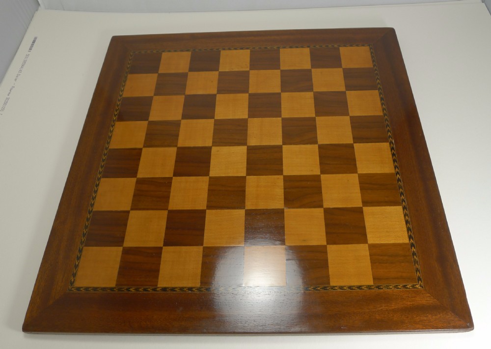 Large Antique English Inlaid Chess Board c.1910 View V