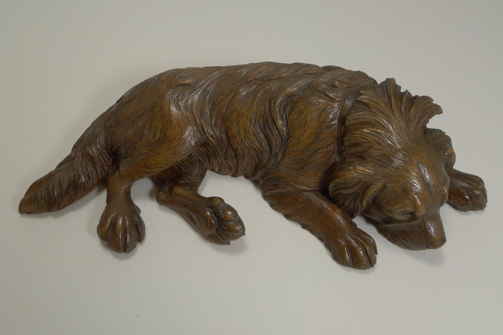 Beautifully Carved Large Figural Black Forest Dog Figure c.1890 View V