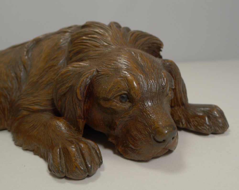 Beautifully Carved Large Figural Black Forest Dog Figure c.1890 View VI
