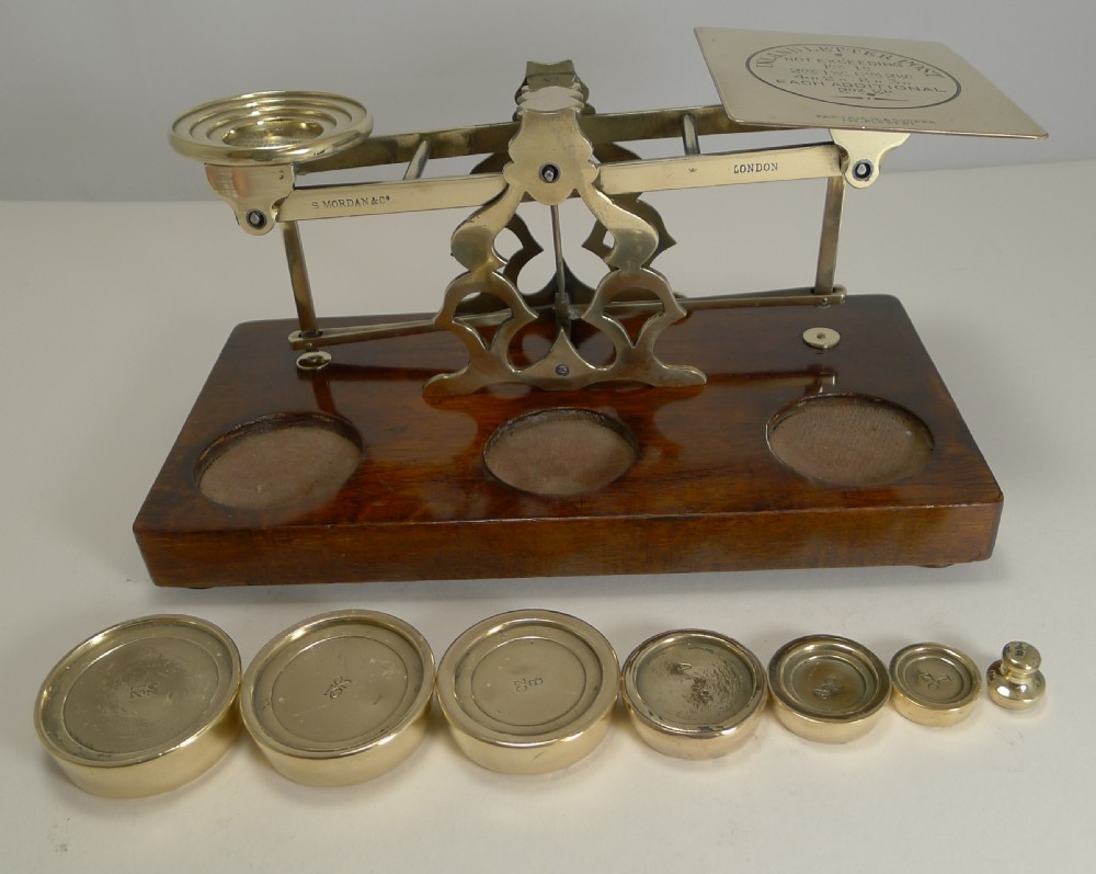 Fabulous Large Mahogany & Brass Postal Scale by S. Mordan & Co., London c.1885 View X
