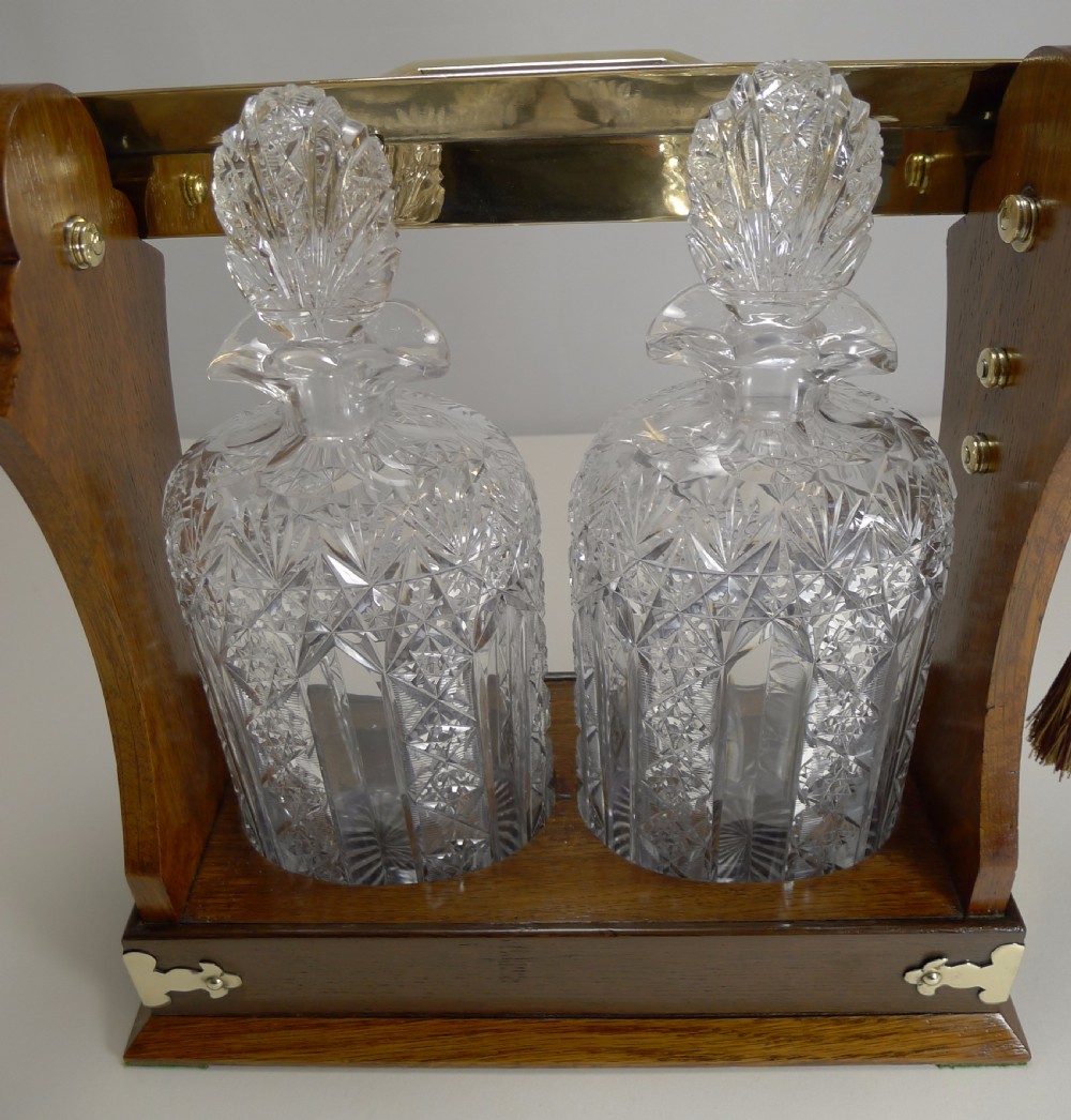 Antique English Tantalus - Exceptional Cut Crystal Oval Decanters c.1890 View VII
