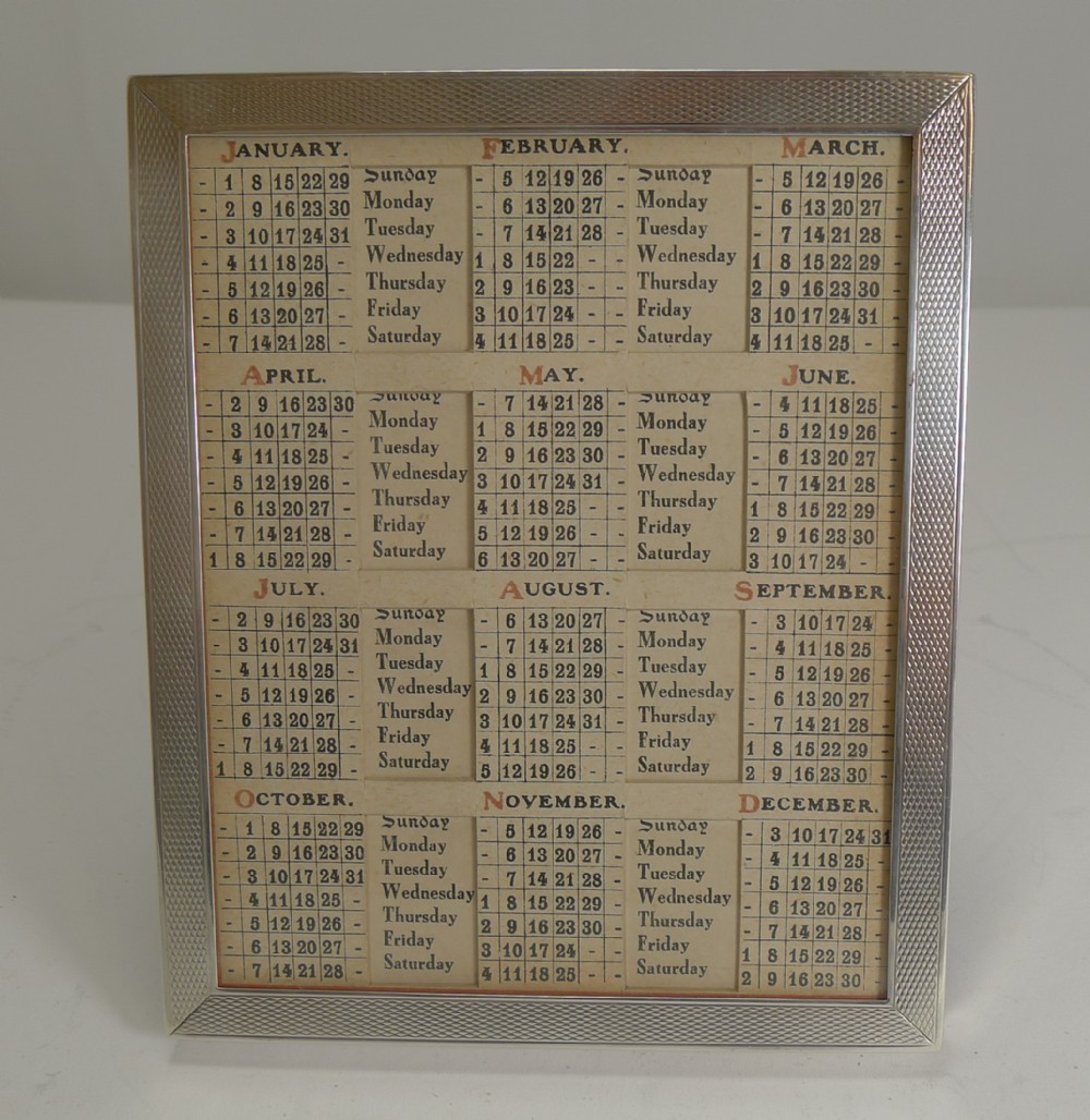 English Sterling Silver Perpetual Calendar by Asprey, Bond Street.