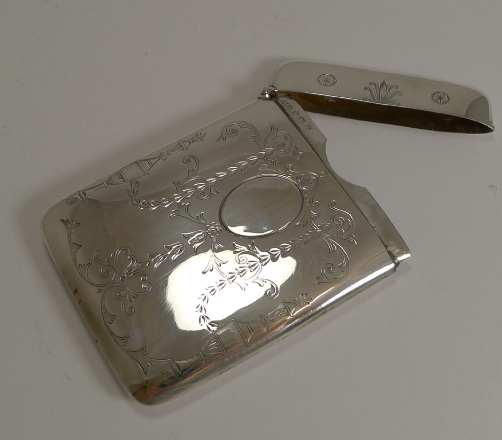 Elegant Antique English Sterling Silver Visiting Card Case - 1906