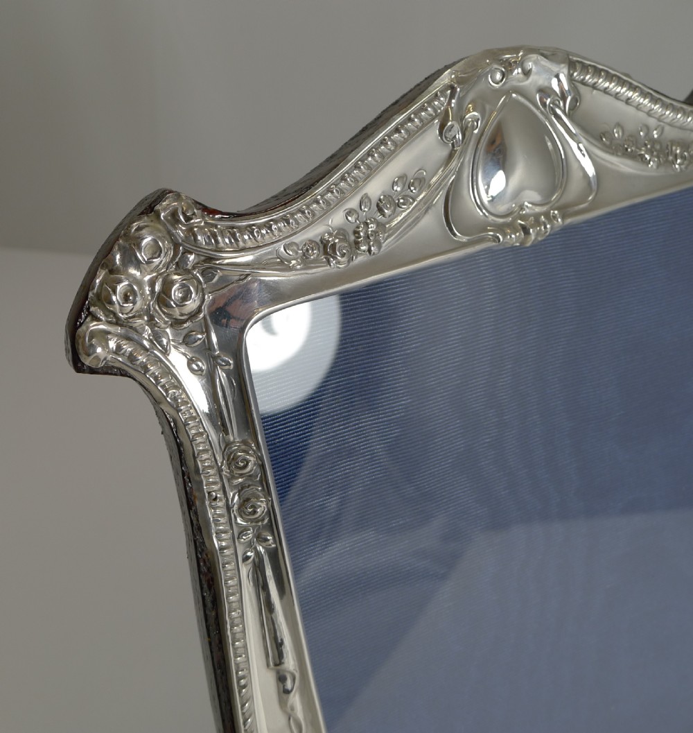 Magnificent Antique English Sterling Silver Art Nouveau Photograph Frame - 1912 View VI