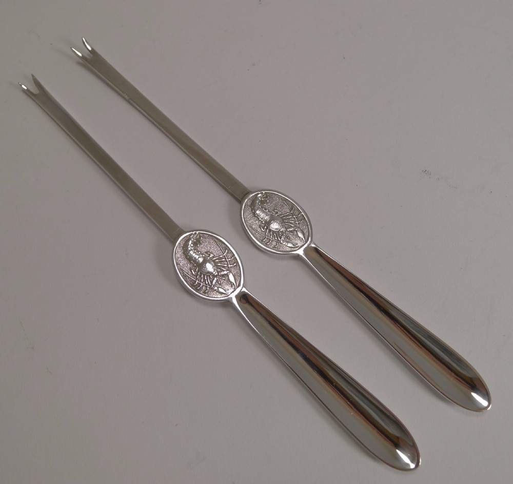 Antique English Silver Plated Lobster Picks and Crackers by Thomas Bradbury View III