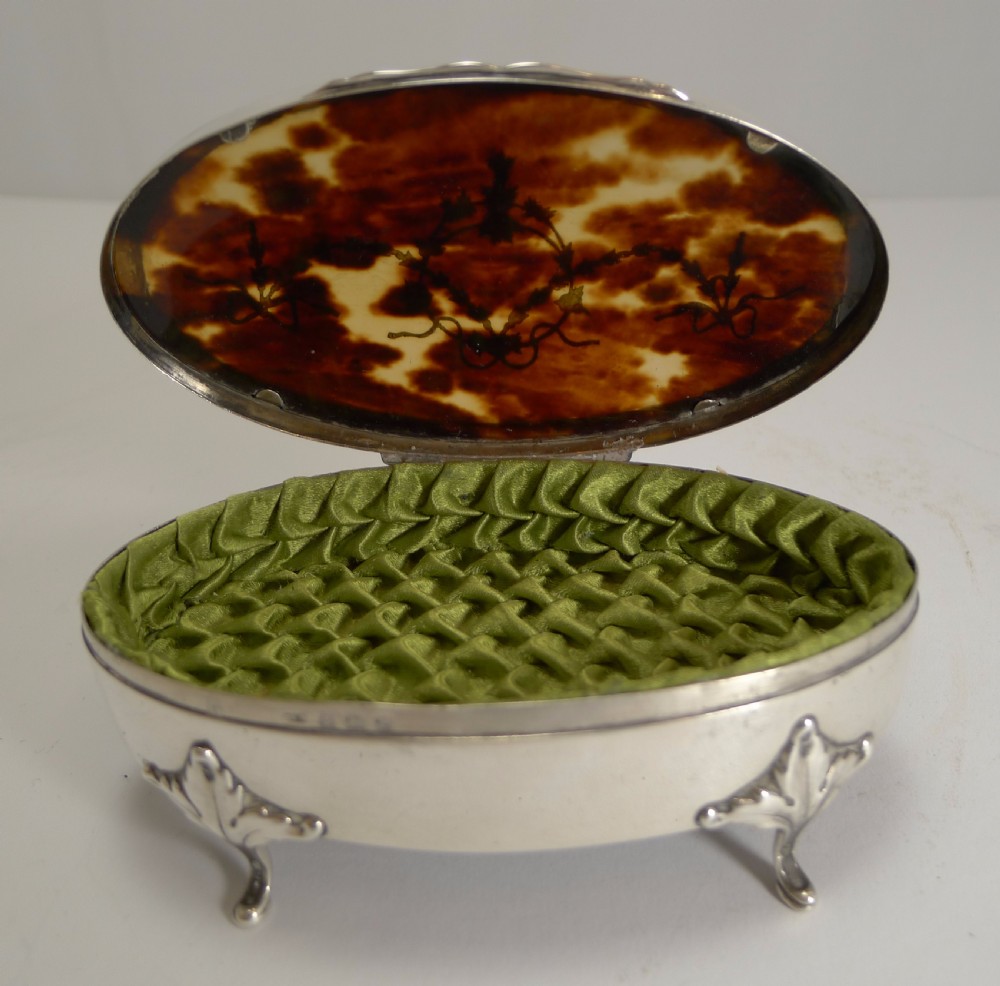 Pretty Antique Silver and Tortoiseshell Jewellery Box - 1914 View VIII
