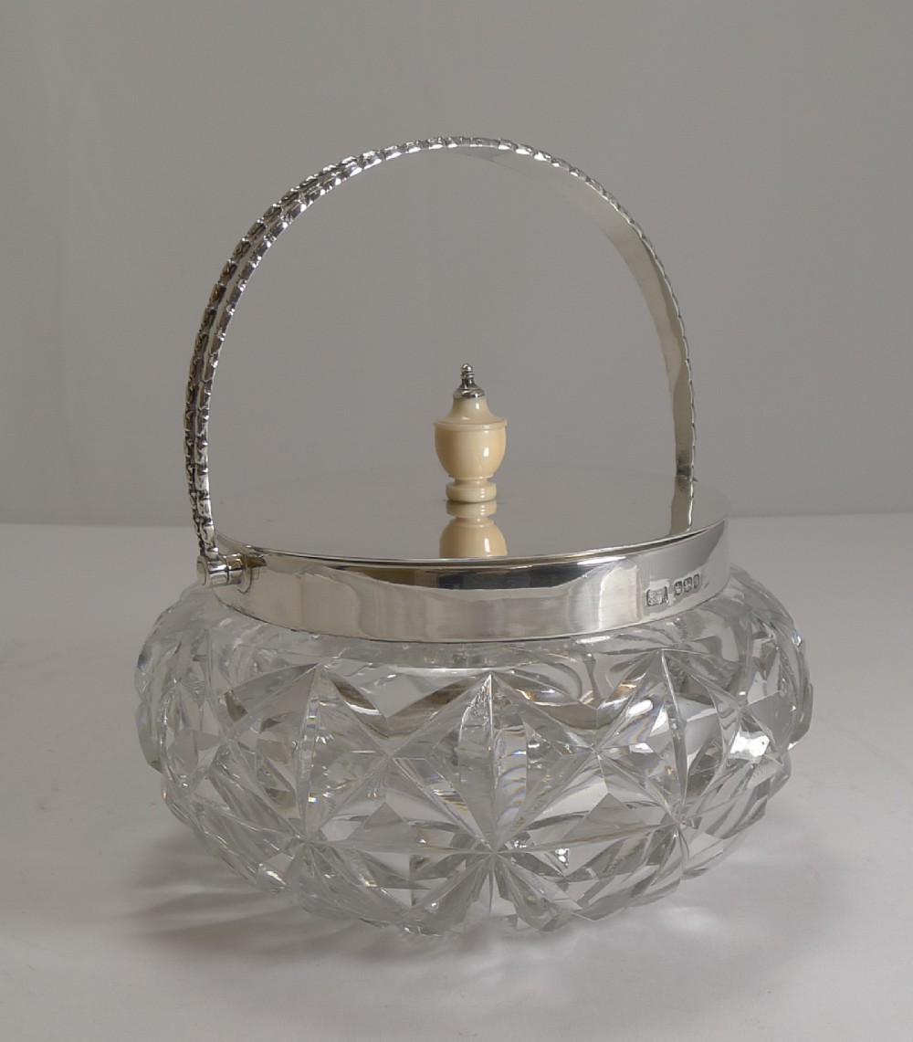 Top Quality Antique English and Sterling Silver Biscuit Box