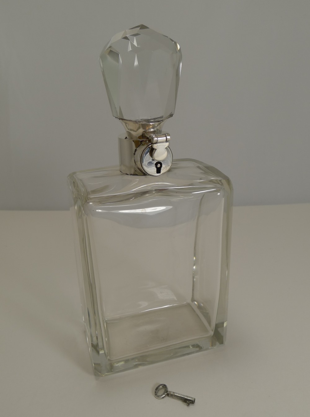 Art Deco Sterling Silver Lockable Decanter by Hukin and Heath - 1932