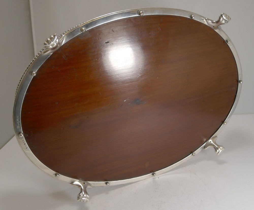 Fabulous Large Fruitwood and Silver Plate Tray - Selfridges, London c.1890 View VII