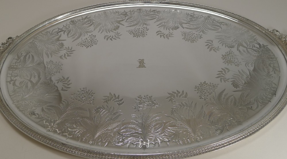 Grand Large Silver Plate Serving Tray - Ferns, by James Dixon & Sons c.1875 View XI