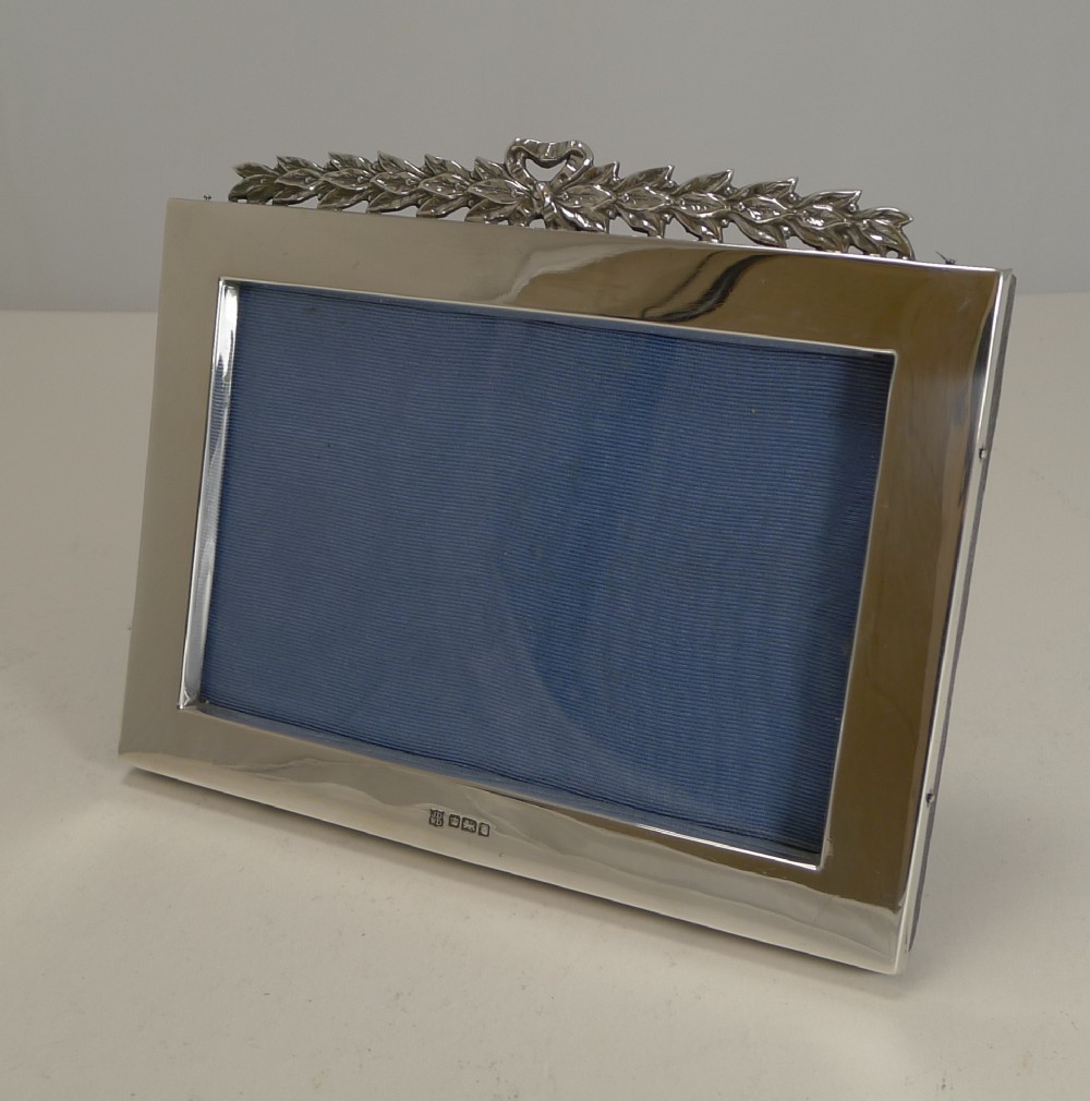 Prettiest Bow Topped English Sterling Silver Photograph Frame - 1910