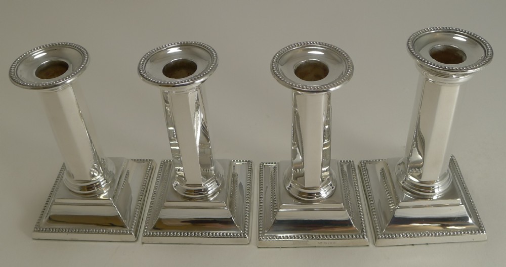 Handsome Set Four Silver Plated Candlesticks by Mappin and Webb View IV