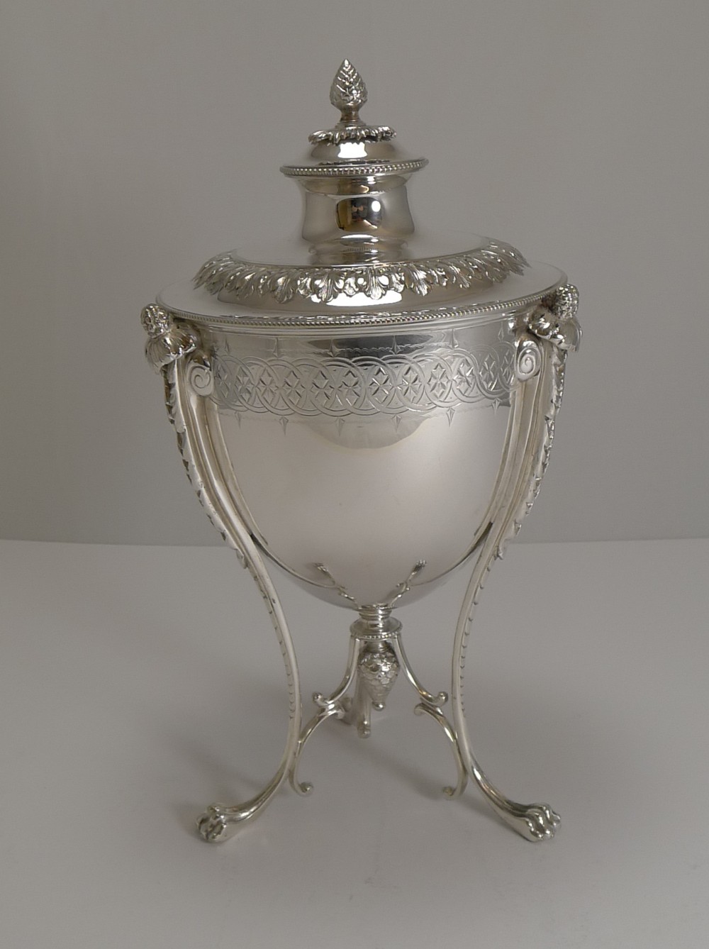 Grand Antique English Silver Plate Biscuit Box by Martin Hall & Co. c.1860