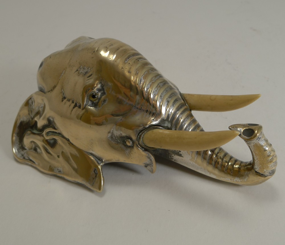 Rare Antique English Novelty Desk Bell in Brass c.1880 - Elephant