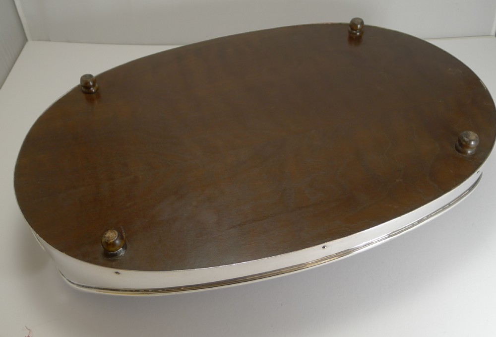 Grand Inlaid Tray with Fabulous Silver Plated Gallery c.1900 View III