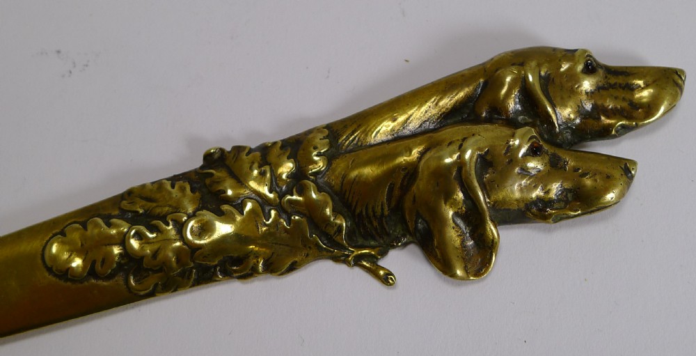Antique English Novelty Letter Opener - Dogs with Glass Eyes View IV