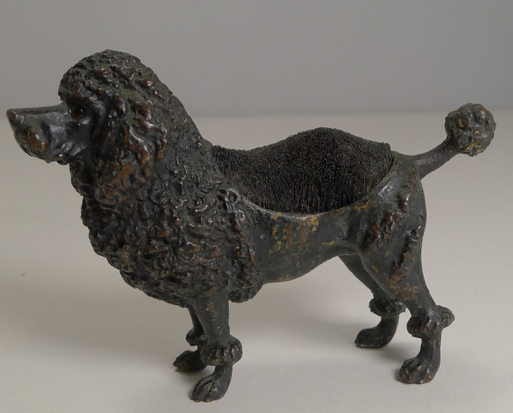 Handsome Antique Cold Painted Bronze Pen Nib Wipe c.1890 - Dog - Poodle