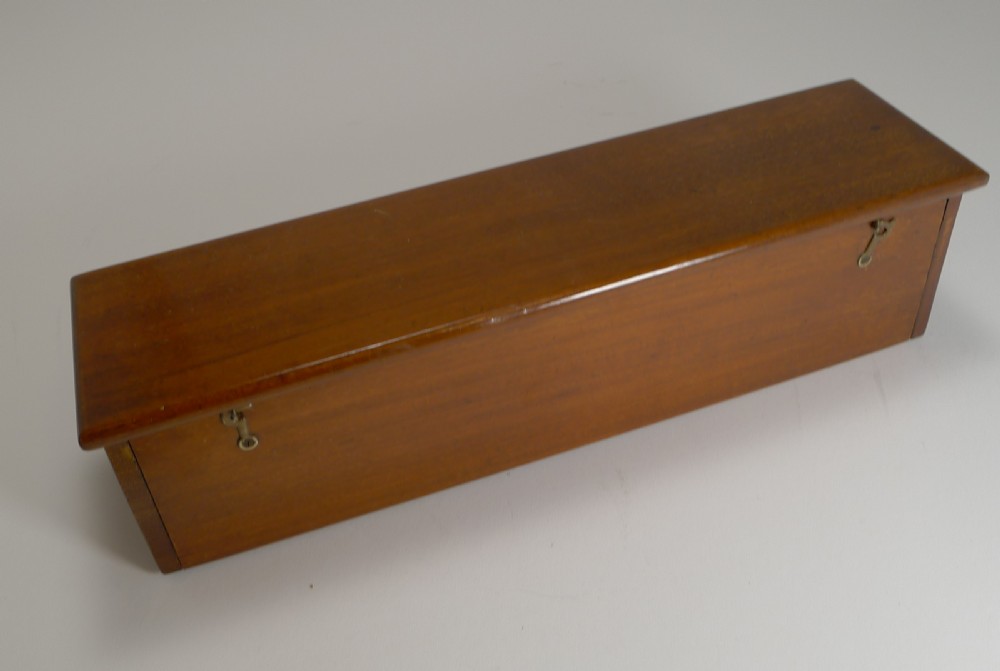 Antique English Boxed Set Bone & Ebony Wood Double Nines Dominoes c.1890 View III